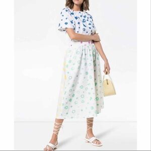Mira Mikati Dot Print flared open back midi dress